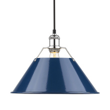 Golden 3306-L CH-NVY - Yep by Golden Lighting Orwell 1-light 14in Pendant in Chrome and Navy Blue shade